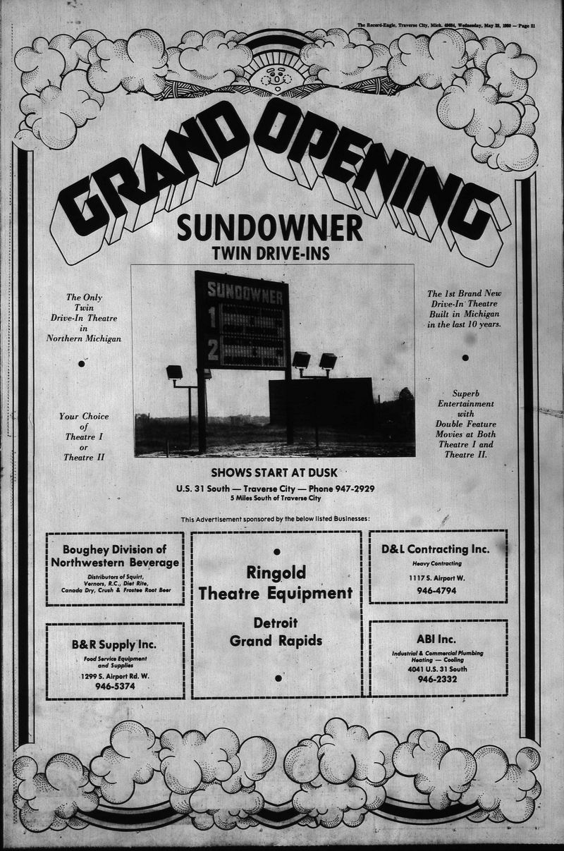 Sundowner Drive In Grand Opening - May 28 1980 from Joe Perkette Sundowner Drive-In Theatre, Traverse City